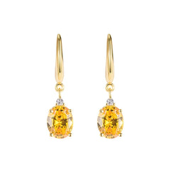 DIWENFU 14K Yellow Gold Drop Earrings for Women: Elegant Topaz Gemstone Jewelry Orecchini Aretes De Mujer