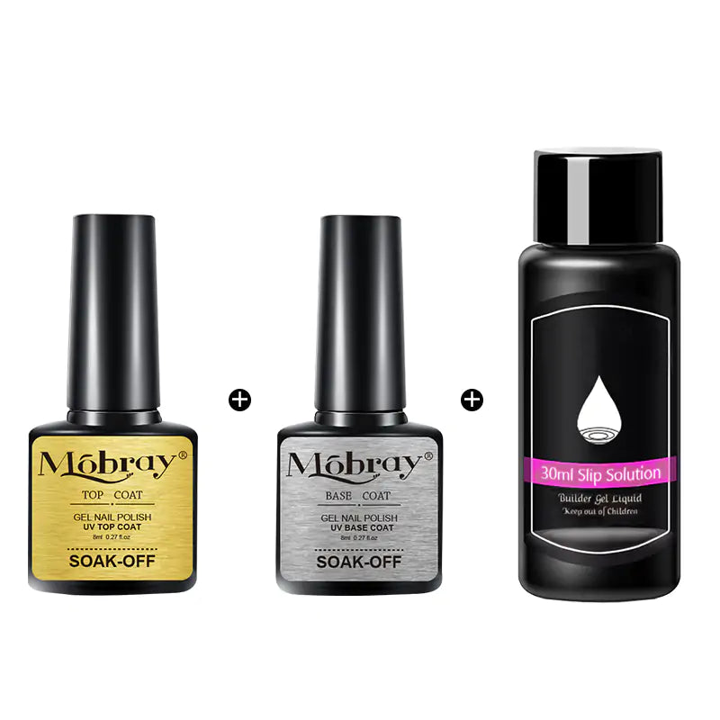 Mobray Gel Nail Kit: Base, Top Coat, & Slip Solution