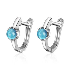 JoiasHome Round Aquamarine Earrings for Women Silver 925 Jewelry Gemstones Korean Fashion Design Girl Short Ear drops Wholesale