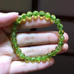 Stylish Natural Green Peridot Olivine Round Bead Bracelet for Women – Stretch Healing Crystal Fashion Jewelry