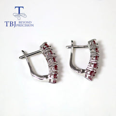 TBJ Natural Africa Ruby Clasp Earrings: Oval Cut 3x5mm, 3ct Gemstones, 925 Sterling Silver