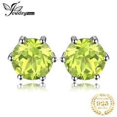 JewelryPalace Genuine Peridot Blue Topaz Amethyst Citrine Garnet 925 Sterling Silver Stud Earrings for Women Colorful Gemstone