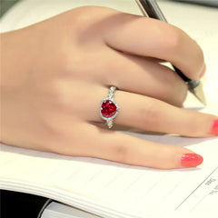 Elegant Luxury: Red Heart Cubic Zirconia Ring