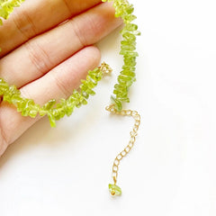 Natural Peridot Crystal Beads Bracelet Link Olivine Tumblestones Chips Stone Bracelets Clasp Jewelry 1pc