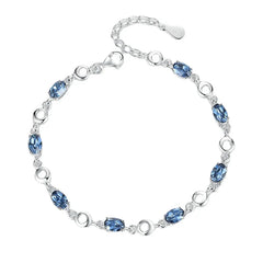 Blue Topaz Bracelet: Real 925 Sterling Silver with Deep Blue Gemstone for Women