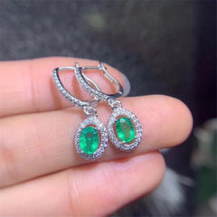 Stunning Natural Emerald Dangler Earrings: Elevate Your Party Look with 4*6mm Emerald Gems