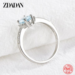 Aquamarine Beauty: 925 Sterling Silver Charm Ring