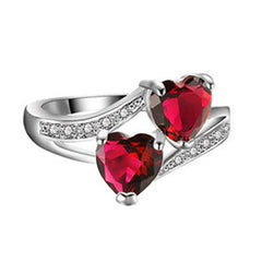 HuiSept Fashion 925 Silver Heart-shaped Topaz Gemstone Ring for Women