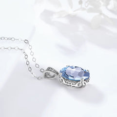 Vintage Swan Filigree: Unique Aquamarine Gemstone Pendant Necklace for Women