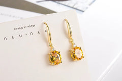 DIWENFU 14K Yellow Gold Drop Earrings for Women: Elegant Topaz Gemstone Jewelry Orecchini Aretes De Mujer