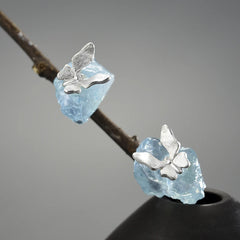 Exquisite Butterfly Stud Earrings: Genuine 925 Sterling Silver by Lotus Fun with Stones for Women