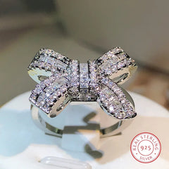 Elegant Bowknot Zircon Ring - 925 Silver