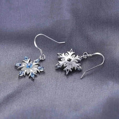 Bague Ringen Snowflake Aquamarine Ear Drops: Fashionable Blue Gemstone Earrings for Women