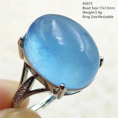 Brazilian Beauty: Natural Blue Aquamarine Oval Beads Ring in 925 Sterling Silver