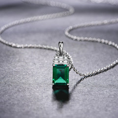 Chic Elegance: 2.0CT VVS1 Octagon Emerald Pendant Necklace in 925 Sterling Silver with Chain