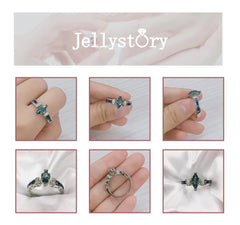 Jellystory Fashion Oval Shape Rings: Colorful Topaz Gemstones, 925 Sterling Silver Jewelry for Women