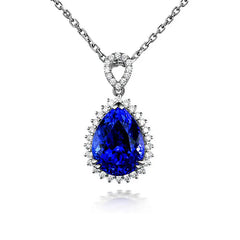 Bague Ringen Luxury Water Drop Shaped Gemstone Pendant: Artificial Sapphire Necklace for Women