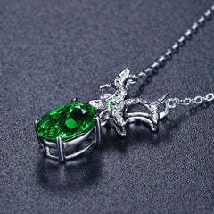 WEGASTI Hot Sale Silver Jewelry Butterfly Green Emerald Necklace Pendant For Women Wedding Engagement Jewelry With Chain