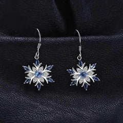 Bague Ringen Snowflake Aquamarine Ear Drops: Fashionable Blue Gemstone Earrings for Women