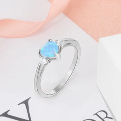 Luxury Jewelry Sets for Women 925 Sterling Silver Blue Heart Opal Necklaces Rings Bracelet Cubic Zircon Bridal Wedding Jewelry