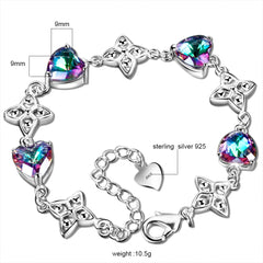 Romantic Heart-shaped Topaz Bracelet: New Fashion 925 Silver Jewelry for Women