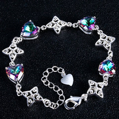 Romantic Heart-shaped Topaz Bracelet: New Fashion 925 Silver Jewelry for Women