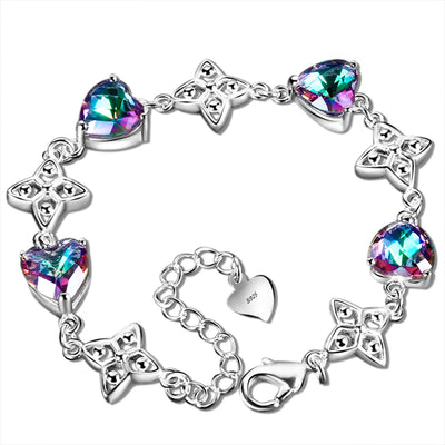 Romantic Heart-shaped Topaz Bracelet: New Fashion 925 Silver Jewelry for Women