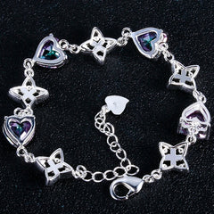 Romantic Heart-shaped Topaz Bracelet: New Fashion 925 Silver Jewelry for Women