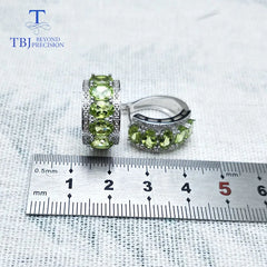 TBJ Elegance: Natural Peridot Clasp Earrings in 925 Sterling Silver - Fine Jewelry for Women