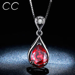 Exquisite Elegance: Luxury Water Drop Red Stone Necklace