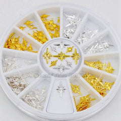 Mix Sizes Gold & Silver Starlight Metallic Nail Art Rhinestones - DIY Salon Wheel