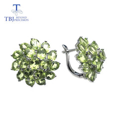 TBJ Romantic natural peridot gemstone 925 sterling silver best ring & pendant & earring for women daily party wear