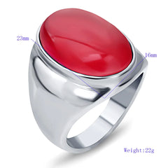 Fashion Stainless Steel Pretty White/Red Brown Opal Rings: Oval Shape Charm Ladies Stone Jewelry for Men