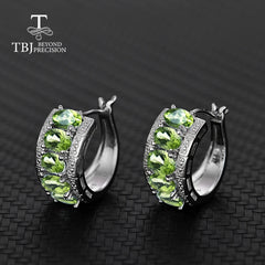 TBJ Elegance: Natural Peridot Clasp Earrings in 925 Sterling Silver - Fine Jewelry for Women