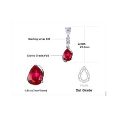 Pear Perfection: 1.9ct Created Red Ruby Drop Earrings in 925 Sterling Silver - Gemstone Jewelry for a Valentine's Gift