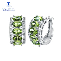 TBJ Elegance: Natural Peridot Clasp Earrings in 925 Sterling Silver - Fine Jewelry for Women