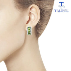 TBJ Elegance: Natural Peridot Clasp Earrings in 925 Sterling Silver - Fine Jewelry for Women