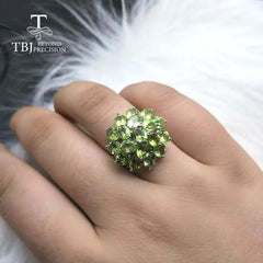 TBJ Romantic natural peridot gemstone 925 sterling silver best ring & pendant & earring for women daily party wear