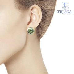 TBJ Romantic natural peridot gemstone 925 sterling silver best ring & pendant & earring for women daily party wear