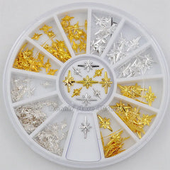 Mix Sizes Gold & Silver Starlight Metallic Nail Art Rhinestones - DIY Salon Wheel