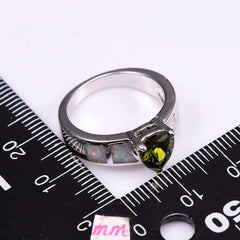 New Arrival Peridot With White Fire Opal 925 Sterling Silver     Ring Size 6 7 8 9 10 R1353