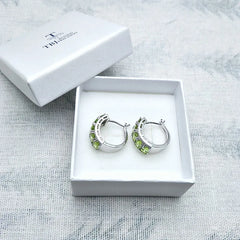 TBJ Elegance: Natural Peridot Clasp Earrings in 925 Sterling Silver - Fine Jewelry for Women