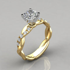 14K Rose Gold and Sterling Silver 925 Jewelry: White 1 Carat FL Diamond Ring with Gemstone Accent