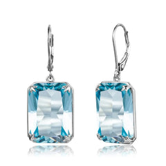 Timeless Elegance: Viking Blue Aquamarine Drop Earrings, Vintage Solid Silver 925, 13*18mm Rectangle Gemstones