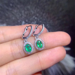 Stunning Natural Emerald Dangler Earrings: Elevate Your Party Look with 4*6mm Emerald Gems