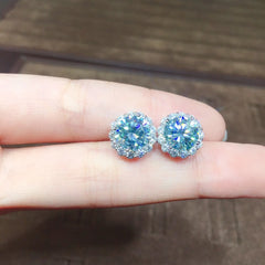 Flower 1ct Aquamarine CZ Stud Earrings: Genuine 925 Sterling Silver Jewelry