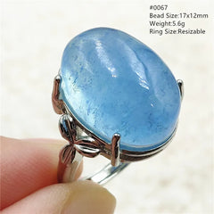 Brazilian Beauty: Natural Blue Aquamarine Oval Beads Ring in 925 Sterling Silver