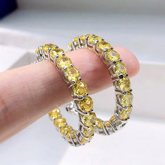 Sparkling Beauty: OEVAS 925 Sterling Silver 4mm Yellow High Carbon Diamond Women's Earrings