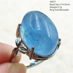 Brazilian Beauty: Natural Blue Aquamarine Oval Beads Ring in 925 Sterling Silver