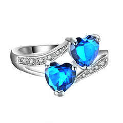 HuiSept Fashion 925 Silver Heart-shaped Topaz Gemstone Ring for Women